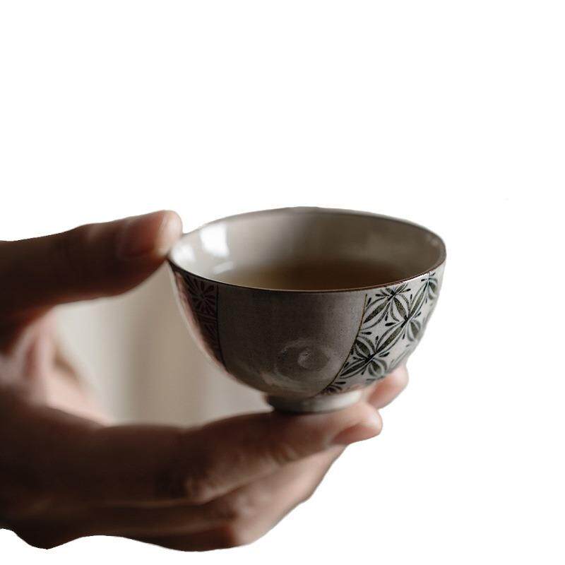 梵纯手绘两端花纹释寂主人杯景镇陶茶具盖碗茶杯品UQH茗个德人瓷