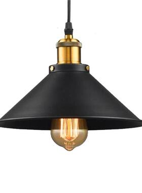 美乡村吊灯铁艺黑色复古磨砂创意圆式罩锅盖le217d灯光源灯地产货