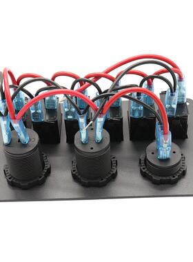 多色板汽车船通用V12V-24AOS3054双ULSB防水ED灯开关面电源插座6