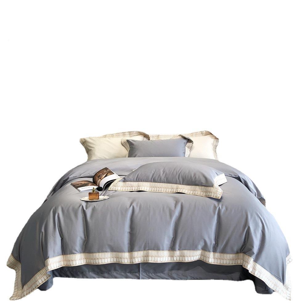 匹马棉四XR全件套简约边刺绣被套纯棉床上宽棉用品