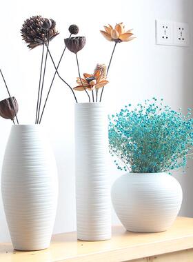 景德镇陶瓷创意简约现代瓶摆饰件白色件套三家居装饰品花软KZP装