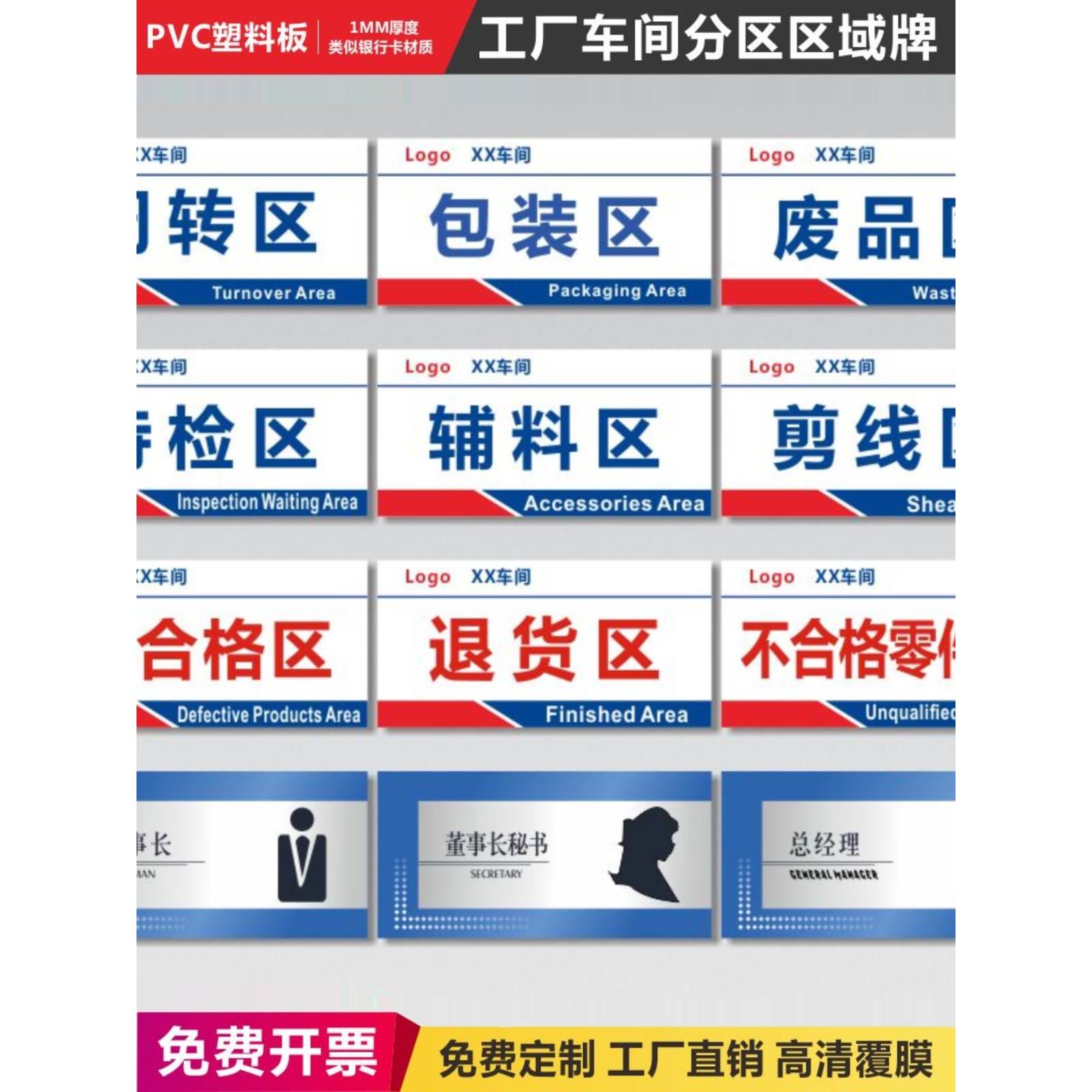 周转区成品区不良品合格区生产车间区域标示指示牌区域划分标识牌