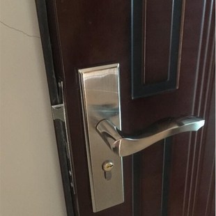 不锈钢实木门锁房门锁室内门锁老式卧室锁大门把手配件配大58锁体