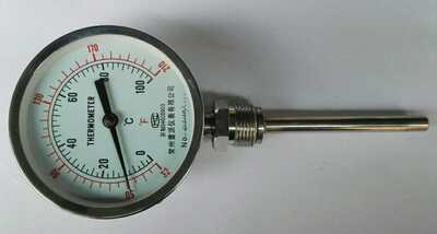 工业双金属温度计 thermometer 100 32-210 wss-411 L=100mm