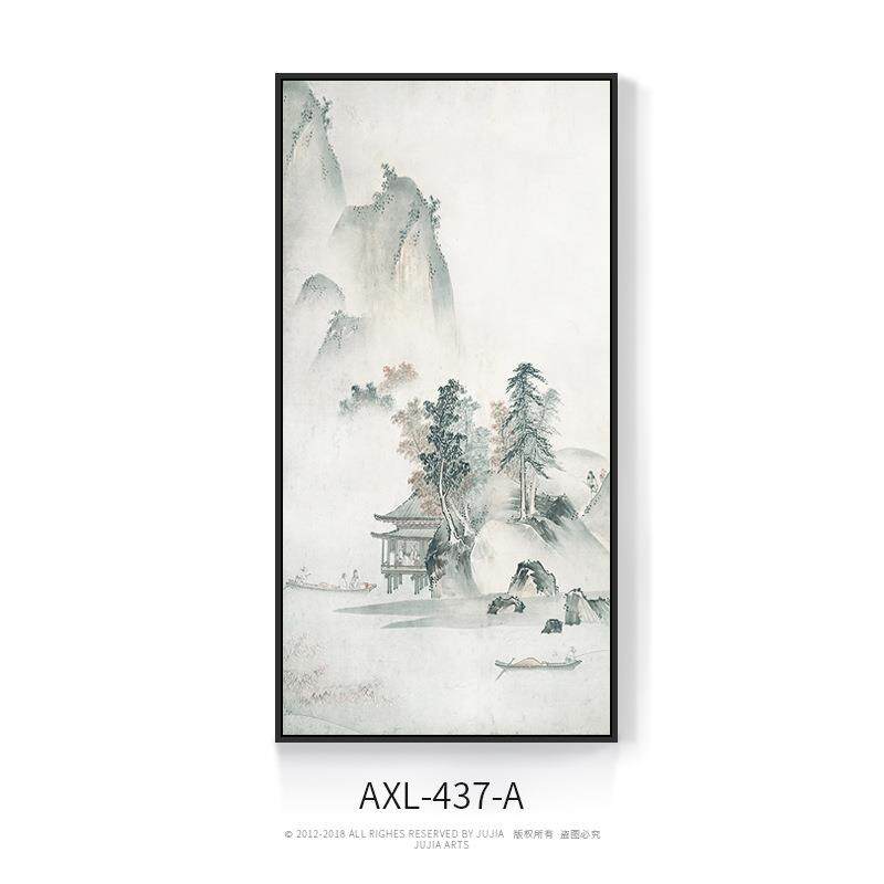 入户玄关装饰画新中式挂画禅意山水画走廊过道尽头墙面壁画中式画
