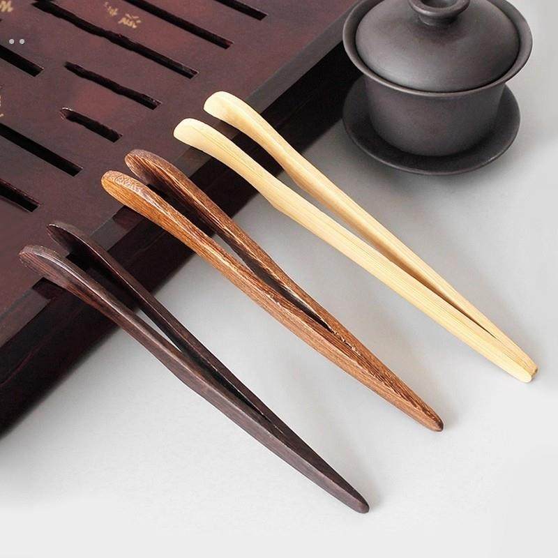 实木茶夹茶匙功夫茶具茶道零配件家用茶杯夹子竹制镊子洗杯茶夹子