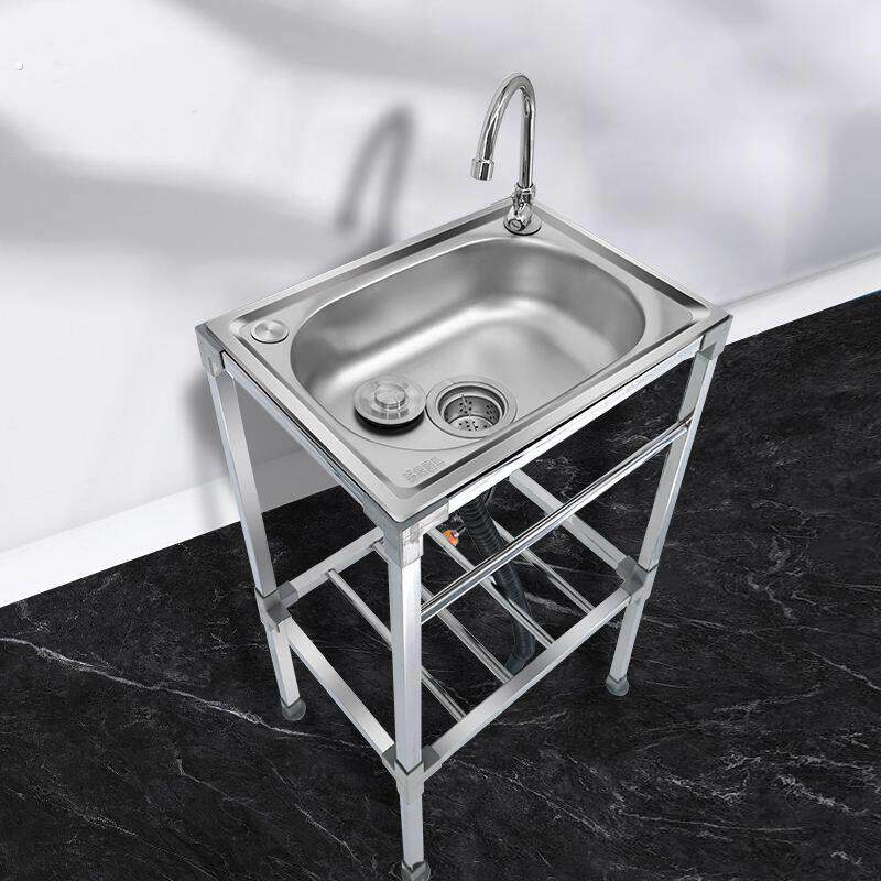 简易洗手盆台不锈钢洗脸洗手池架子卫生间洗漱台落地移动水池单盆