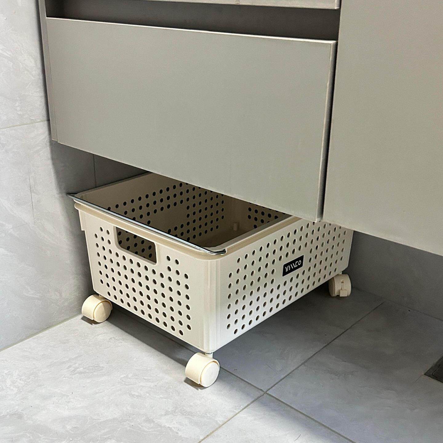 【新家的100个快递】柜下浴室脏衣篓带轮脏衣篮小推车衣服收纳筐
