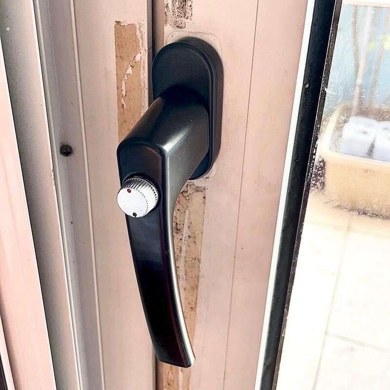 塑钢门传动执手门窗带保险对穿实心把手带钥匙拉手板手锁双面把手