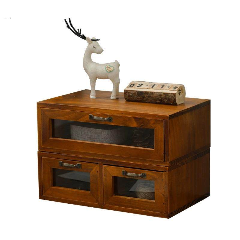 书桌覆古桌面收纳盒抽屉式化妆品柜木质储物盒宿舍桌上胶带置物架