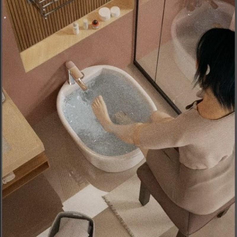 陶瓷泡脚池家用卫生间宠物洗澡池带下水墩布拖布把池洗脚盆足浴盆