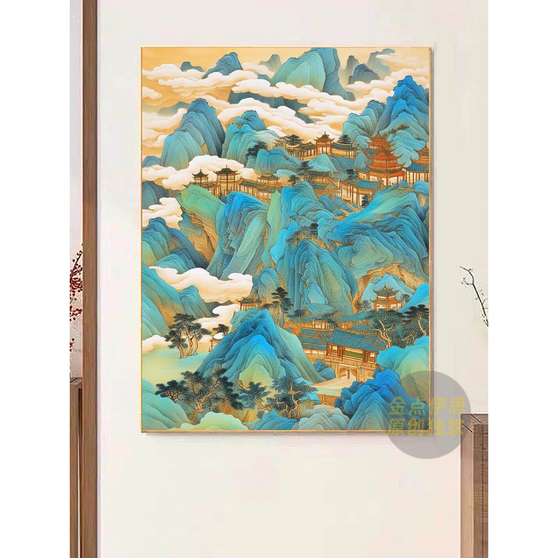 新中式山水风景钻石画2025新款手工点贴钻十字绣客厅卧室饭厅满钻