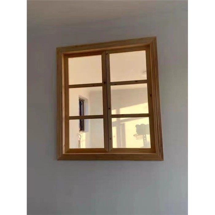 原木窗户实木窗对开定制中式复古平开门窗花格窗上翻摺叠推拉纱窗