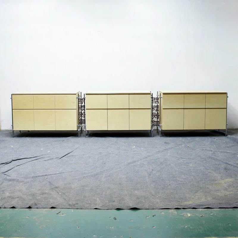 简约现代家用桦木海洋板餐边柜落地式多层收纳展示柜光轴斗柜组合