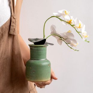 陶瓷花瓶家居摆件花插 小悠家〖少量古朴手作〗复古粗陶小花器日式