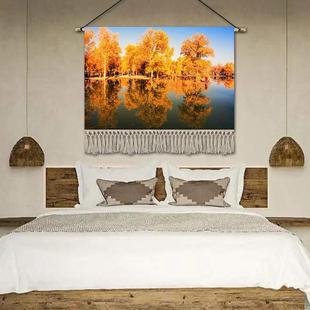 西北胡杨林挂画 画布艺民宿酒店装饰画 画饭厅饭店挂毯走廊民族挂