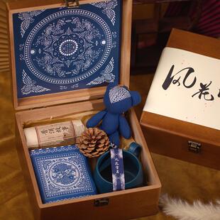 哟喃手作礼品云南大理扎染瓦猫工艺文创木盒礼盒送客户朋友创意伴