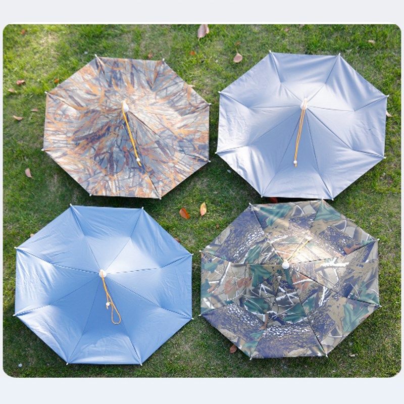 头戴钓鱼伞防晒折叠伞帽户外黑胶遮阳伞垂钓渔具采茶环卫斗笠帽伞