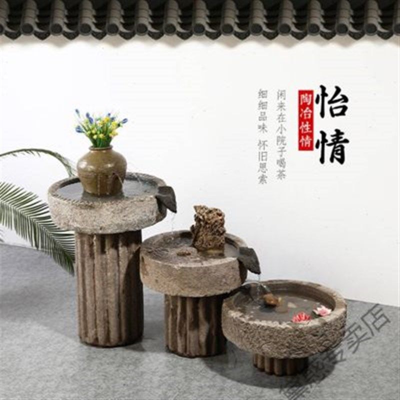 新南界石槽马槽水缸造景水景流水摆件石槽鱼缸荷花缸老旧石槽鱼品