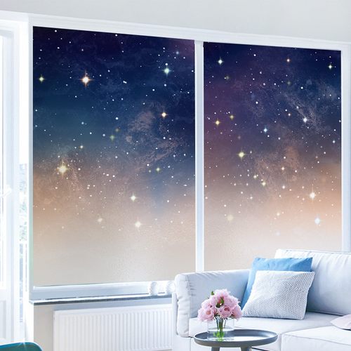 卧室玻璃贴纸夜间星空贴膜装饰遮挡光防晒磨砂门窗贴画窗户防走光