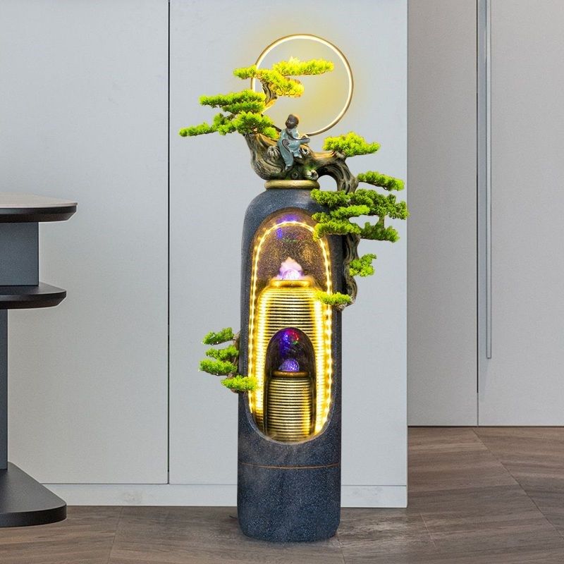 新中式假山流水喷泉客厅阳台玄关餐厅办公室造景摆件加湿器养鱼池