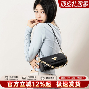 天美意牛皮链条包女2025新款 百搭单肩斜挎包小圆包通勤休闲腋下包