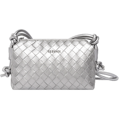 天美意真皮手工编织包女