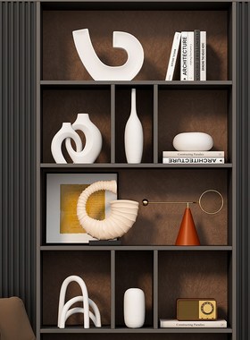 现代简约酒柜装饰品客厅样板间高级感壁龛开放格陶瓷小众艺术摆件