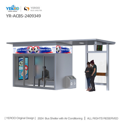 Outdoor Closed Bus Station Metal Heated Bus Stop Shelter