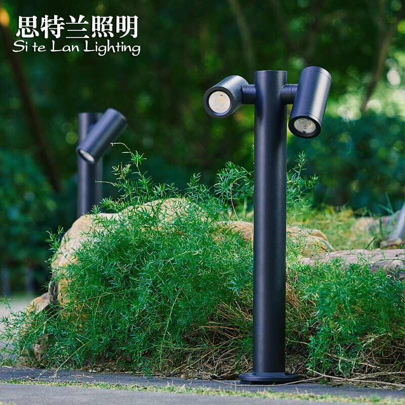 草坪灯户外防水花园别墅庭院高杆景观灯室外现代草地旋转双头射灯
