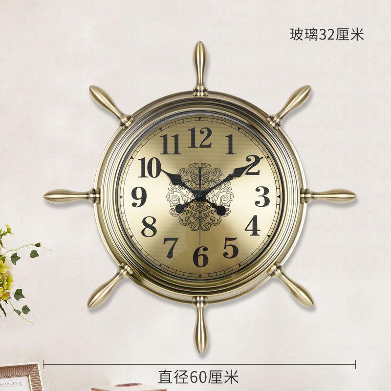 新款创意现代仿古挂钟时尚大号客厅家用静音钟表舵手金属欧式时钟