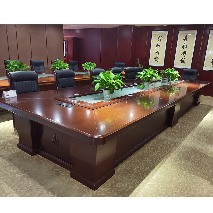 中式办公家具厂家实木木皮会议桌大型会议桌油漆会议桌DH-141