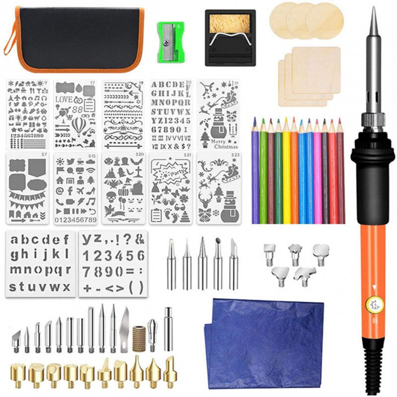 80件套装60W内热式烙画烙铁套装DIY木雕刻焊接工具包焊接烙画二用