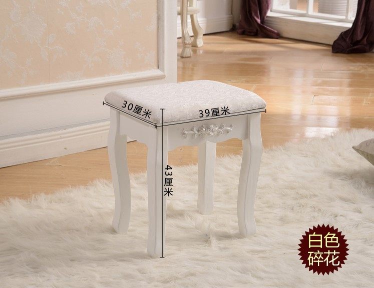 梳妆台梳妆凳 白色田园化妆凳子否梳妆台凳松木凳换鞋凳法式妆凳