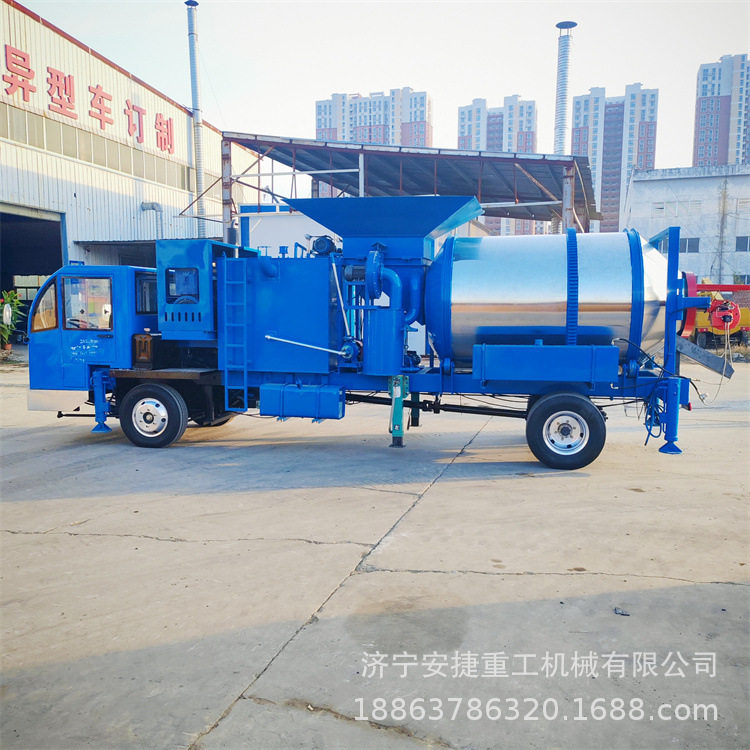 车载式移动路面修补车 双滚筒1.6方沥青拌合机 现场拌料加热设备