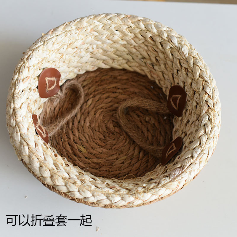 编织蔬菜装饰草编玉米绳收纳筐脏衣篓置物篮筐落地竹篮杂物置物篮