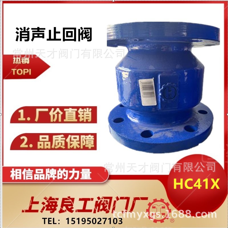 上海良工 法兰消声止回阀 HC41X-16Q泵房用止回阀球墨铸铁逆止阀
