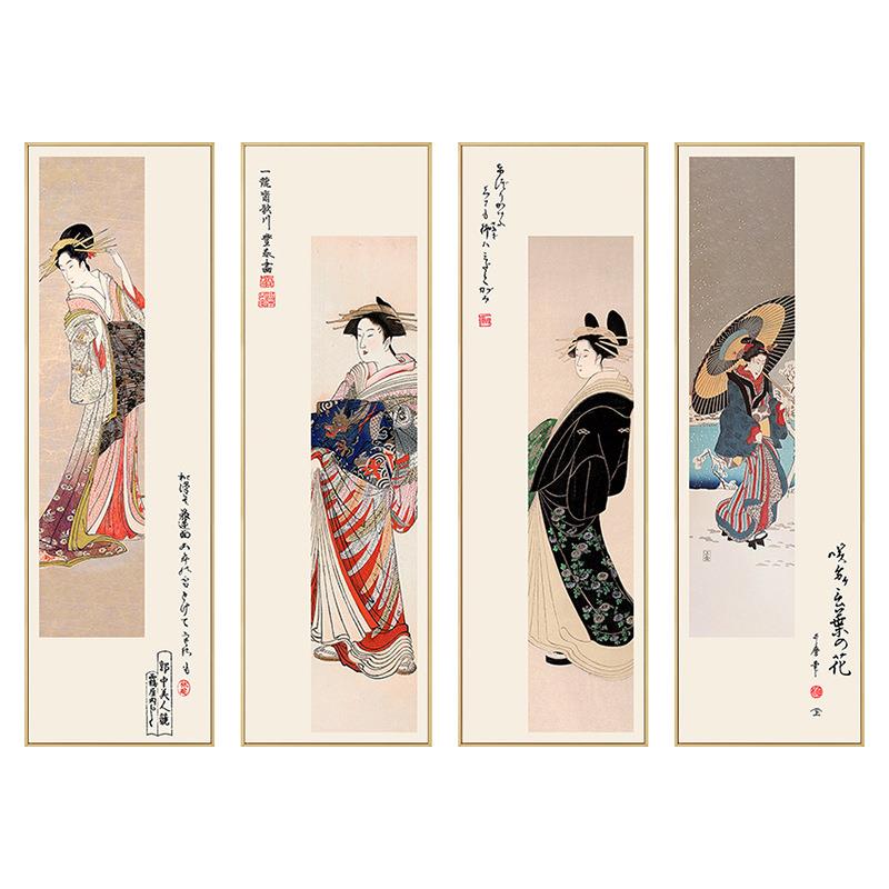 日式风格仕女图和风浮世绘日料餐厅挂画禅意日本居酒屋壁画家居