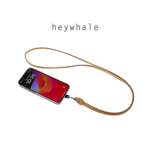 HEYWHALE牛皮斜挎绳背贴片手机绳