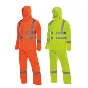 安大叔D763/C890反光雨衣户外公路运输建筑机场PU雨衣