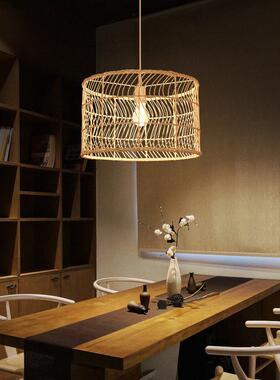 日式藤编餐厅吊灯民宿榻榻米卧室客厅灯火锅店手工编织藤艺装饰灯
