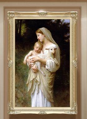 欧式玄关装饰画人物壁画走廊过道挂壁画美式墙壁油画