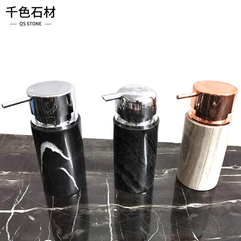欧式天然大理石洗手液瓶古木纹乳液瓶酒店沐浴分装瓶黑白根洗手台
