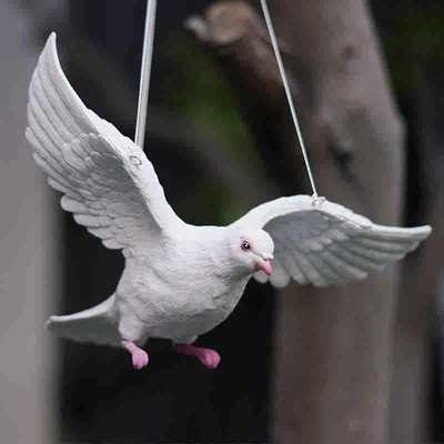 工艺品模型仿真飞翔展翅白鸽子创意装饰树脂摆件小鸟挂树吊件吊饰