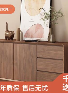 现代简约整装餐边柜储物柜厨房客厅黑胡桃木白色置物柜餐厅橱边柜