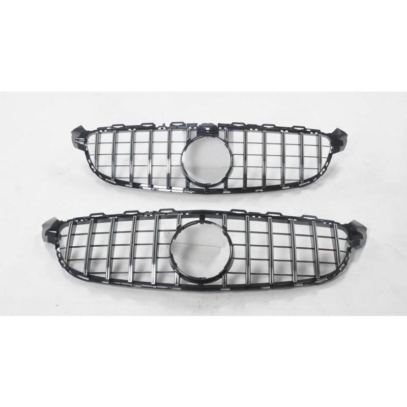 适用15-18款W205C63改装GT竖条中网水箱罩前脸进气格栅罩高低配