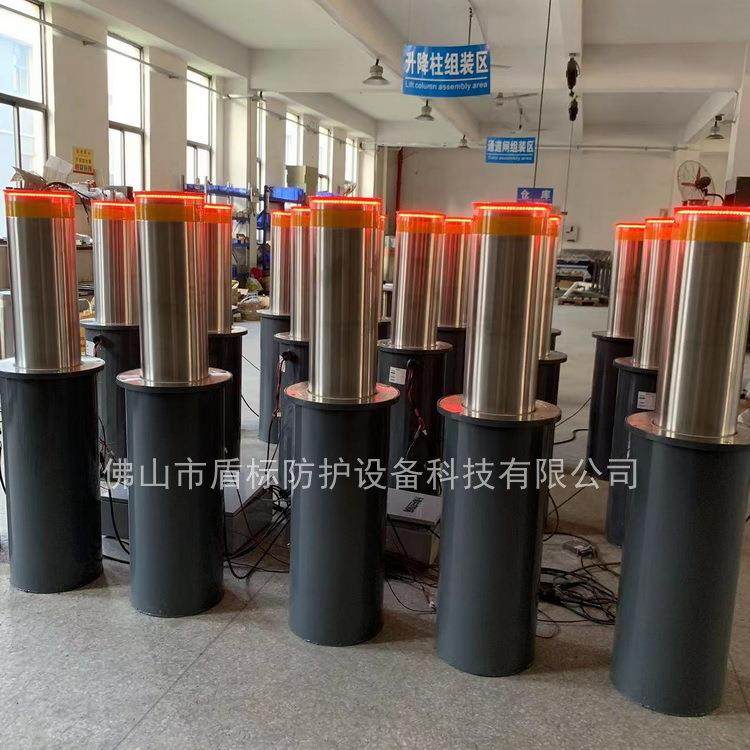 盾标防护升降路桩停车场学校门口阻拦路障液压全自动伸缩警示护柱