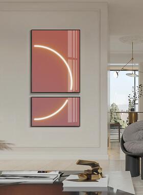 橙色发光源现代轻奢大气装饰画卧室床头挂画客厅沙发玄关餐厅壁画