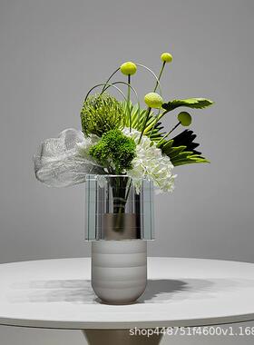 轻奢仿真花艺现代样板房餐桌电视柜酒店前台软装假花绿色插花装饰