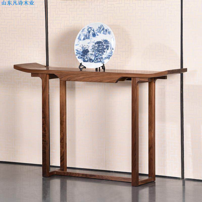 北美黑胡桃木玄关桌全实木新中式现代简约式条案翘头案几供桌案台
